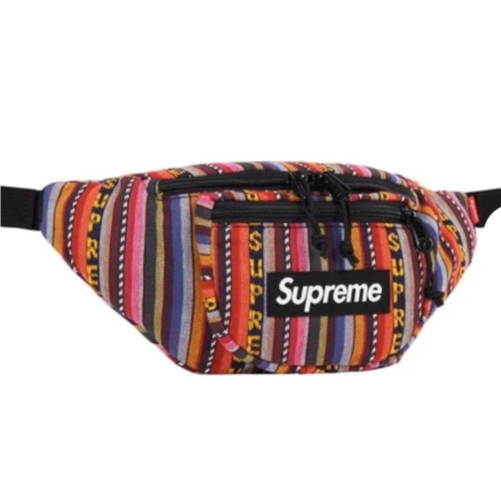 Supreme Woven Stripe Waist Bag Multi Colour